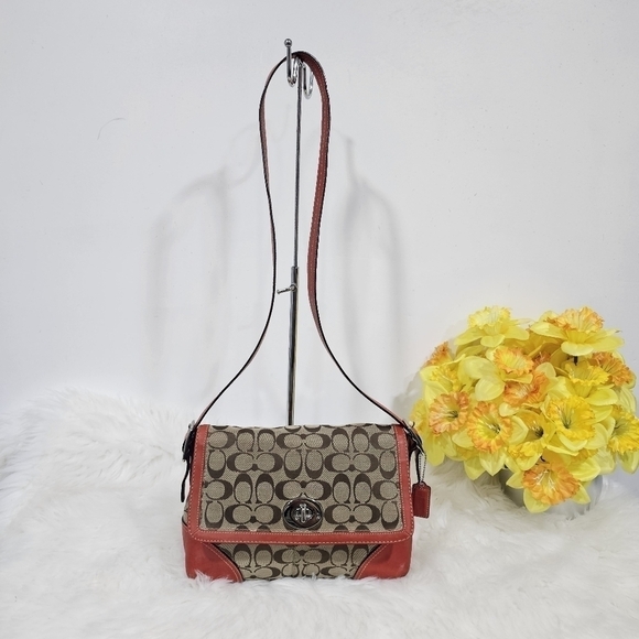 Coach crossbody red/tan - Picture 1 of 15